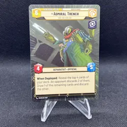 Star Wars Unlimited Jump Lightspeed HYPERSPACE Admiral Trench Rare Leader Card - Image 1