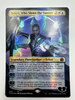 MTG TCG Teferi, Who Slows the Sunset (Borderless) Innistrad: Midnight Hunt Foil - Image 1