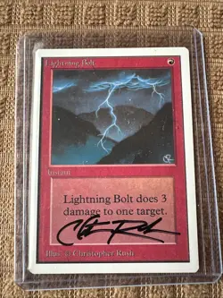 MTG Magic The Gathering Lightning Bolt unlimited Signed by Christopher Rush - Image 2
