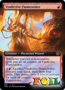Vindictive Flamestoker Extended Art 388 MTG ONE Rare NP Foil - Image 1
