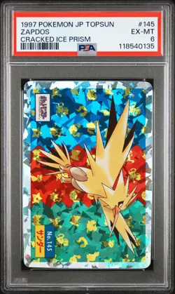1997 POKEMON JPN TOPSUN CRACKED ICE PRISM #145 ZAPDOS PSA 6 - Image 1
