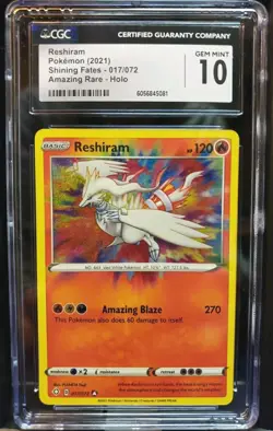 2021 Pokemon Reshiram 017/072 Amazing Rare Holo Shining Fates - CGC 10 GEM MINT - Image 1