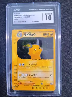 2002 Raichu Holo 035/088 Split Earth Pokemon Japanese CGC 10 LOW POP - Image 1