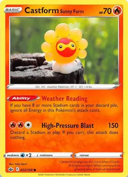 Castform Sunny Form 022/198 SWSH06 Chilling Reign Pokemon 003493 - Image 1