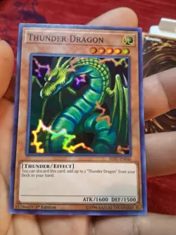 Yugioh!-(x3)-Thunder Dragon- Super Rare- Hisu-en046-1st Ed-(LP) - Image 3