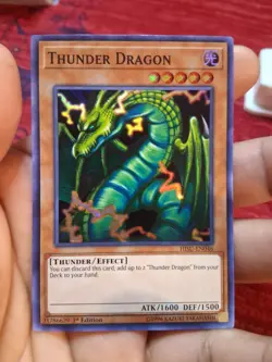 Yugioh!-(x3)-Thunder Dragon- Super Rare- Hisu-en046-1st Ed-(LP) - Image 5