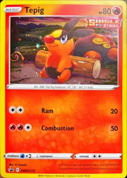 Tepig SWSH172 | Black Star Promo Pokemon Card | Holo Galaxy HD SWIRL - Image 1