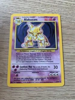 Pokemon Card TCG Alakazam 1/102 Base Set Unlimited Holo Rare Vintage WOTC - Image 2