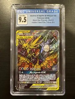 Pokemon - CGC 10 (9.5 Blue Label) SM210 Moltres & Zapdos & Articuno GX ETB Promo - Image 1
