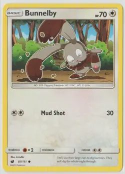 2017 Pokemon Sun and Moon Crimson Invasion 87/111 Bunnelby C - Image 1