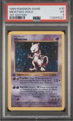 Mewtwo 1st Edition 1999 Pokemon Base Set Holo (#10) PSA 5 EX Pokemon - Image 1