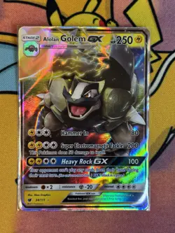 Alolan Golem GX 34/111 Ultra Rare Crimson Invasion Pokemon Card Mint - Image 1