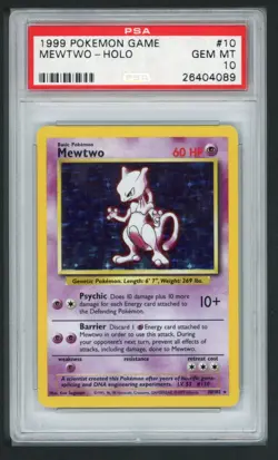 PSA 10 MEWTWO HOLO 10/102 BASE SET POKEMON - Image 1