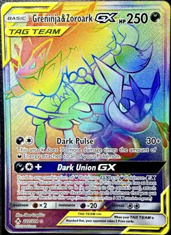 Pokemon Greninja & Zoroark 222/214 Secret Rare Rainbow Unbroken Bonds NM/LP+ - Image 1