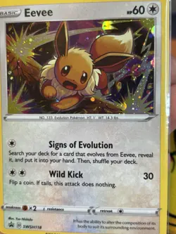 Eevee SWSH118 Black Star Promo Error Holo Bleed & HD COSMO SWIRL Pokemon Card - Image 1
