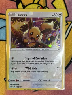 Eevee SWSH118 Black Star Promo Error Holo Bleed & HD COSMO SWIRL Pokemon Card - Image 3