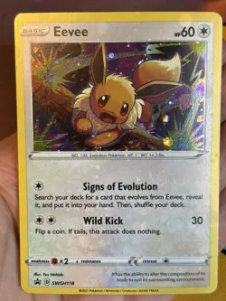 Eevee SWSH118 Black Star Promo Error Holo Bleed & HD COSMO SWIRL Pokemon Card - Image 4