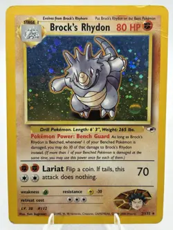 Brock's Rhydon 2/132 Pokemon TCG WOTC Base Set Gym Heroes Holo - Image 1