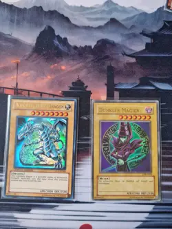 Yugioh Dunkler Magier LOB-G003 Selten + Blue Eyes White Dragon LC01 En004 - Image 1