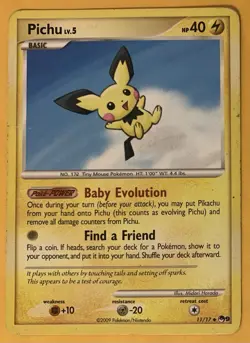 PICHU POP Series 9 POKEMON Non-Holo 2009 Trading Card 11/17 TCG HP/DMG - Image 1