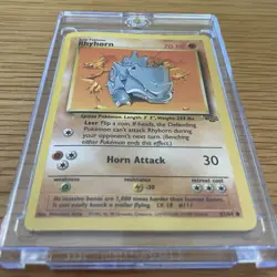 Pokemon Card Rhyhorn Jungle Common 61/64 Near Mint Hard Cased - Image 1