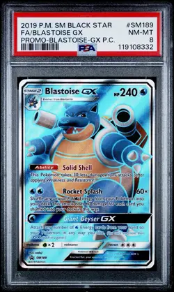 BLASTOISE GX SM189 PROMO SUN & MOON FULL ART CARD SM 189 PSA 8 REGRADEU - Image 1