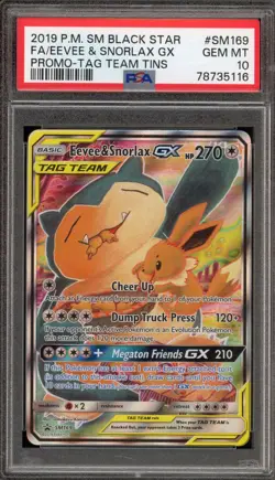 Pokemon Eevee & Snorlax GX Tag Team Tin Alt Art Promo #SM169 PSA 10 - Image 1