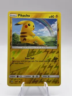 Pikachu 28/73 Reverse Holo Shining Legends Pokemon NM - Image 1