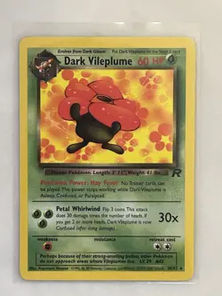 Pokemon TCG Dark Vileplume 30/82 Non-Holo Rare Card Team Rocket Vintage WOTC LP - Image 1