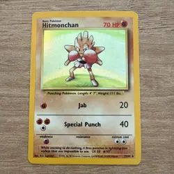 Pokemon TCG Hitmonchan Holo Card Base Set 7/102 Rare Collectible (MP) - Image 1