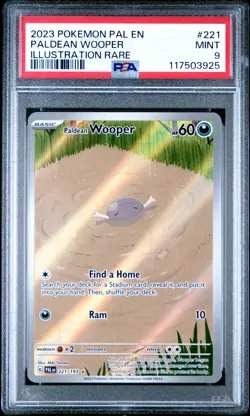 2023 POKEMON PAL EN-PALDEA EVOLVED ILLUSTRATION RARE #221 PALDEAN WOOPER PSA 9 - Image 1