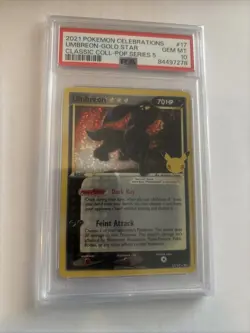Pokemon Umbreon Gold Star 17/17 Celebrations Holo Card PSA 10 Gem Mint - Image 1
