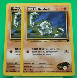 2x BROCK’S GEODUDE 68/132 - Gym Challenge - VINTAGE WOTC Pokemon Card - MP - Image 1