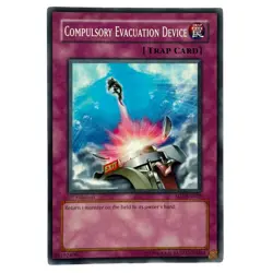 Yugioh CCG Collectable 1996 Konami Trap Card Compulsory Evacuation Device card - Image 1