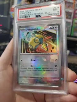 2025 Pokemon TCG Dunsparce Prismatic Evolutions #079 Master Ball PSA 9 - Image 1