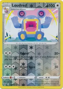 Loudred 136/185 Reverse Holo Vivid Voltage Pokemon Card NM - Image 1