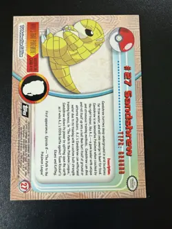 Sandshrew #27 - BLACK LOGO - NON-HOLO - SERIES 1 - TOPPS POKEMON CARD - Image 2