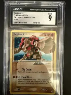 CGC 9 Regirock Gold Star 2006 EX Legend Maker 91/92 Holo Pokemon Card - Image 1