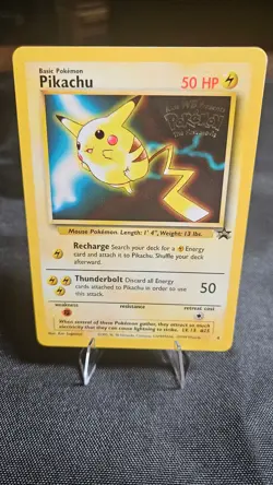 Pikachu - (Stamped) #4 1999 WB Pokemon Movie Black Star Promo Card - Mp / LP - Image 1