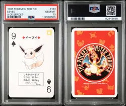 PSA 10 Eevee Pokemon Red Playing Card 9 Of Spades Gem Mint Pokemon TCG 1996 - Image 1