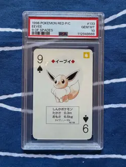 PSA 10 Eevee Pokemon Red Playing Card 9 Of Spades Gem Mint Pokemon TCG 1996 - Image 4
