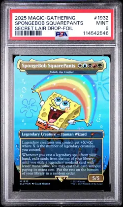 2025 MTG SECRET LAIR DROP FOIL #1932 SPONGEBOB SQUAREPANTS PSA 9 - Image 1