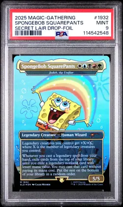 2025 MTG SECRET LAIR DROP FOIL #1932 SPONGEBOB SQUAREPANTS PSA 9 - Image 1