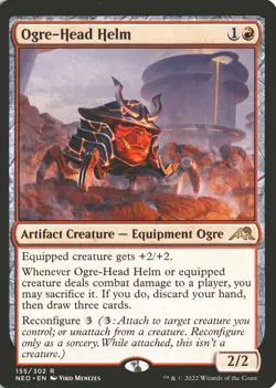 MTG Ogre-Head Helm (155) *Non-Foil* Base Rare Kamigawa: Neon Dynasty MT/NM - Image 1