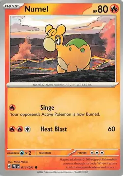 Pokemon TCG Paldean Fates Numel Regular Common 011/091 NM - Image 1