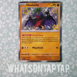 Pokemon Card Hawlucha 175/091 Shiny Holo Rare Scarlet Violet Paldean Fates LP - Image 1