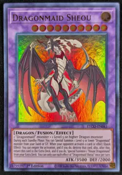 Dragonmaid Sheou 2020 1st Ed Ultra Rare Gold Holo Yugioh Card ETCO-EN041 (NM) - Image 1