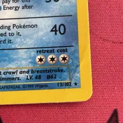 POLIWRATH - 13/102 - Base Set Holo Pokemon Card TCG Heavily Played/Damaged - Image 3