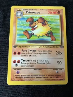 First Edition Primeape Fury Swipes/Tantrum 70 HP Pokemon Jungle TCG Card 43/64 - Image 2