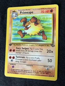 First Edition Primeape Fury Swipes/Tantrum 70 HP Pokemon Jungle TCG Card 43/64 - Image 3